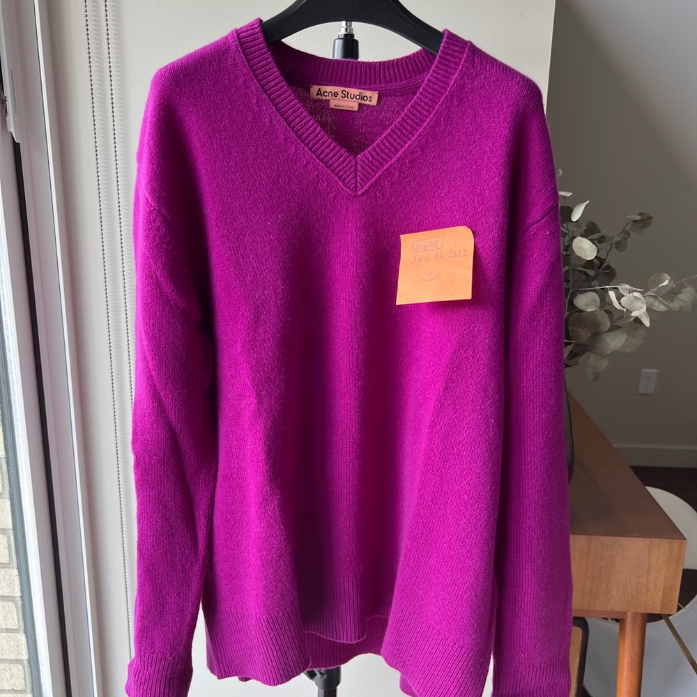 Acne Studios magenta wool/cashmere vneck sweater